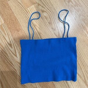 Zara Blue Ribbed Crop Top